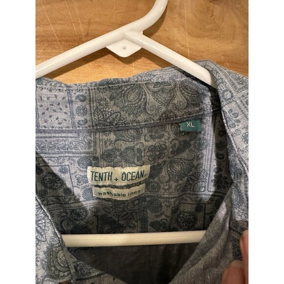 Tenth & Ocean Washable Linen Topical Short Sleeve Button Down Shirt Men's XL - Picture 8 of 8